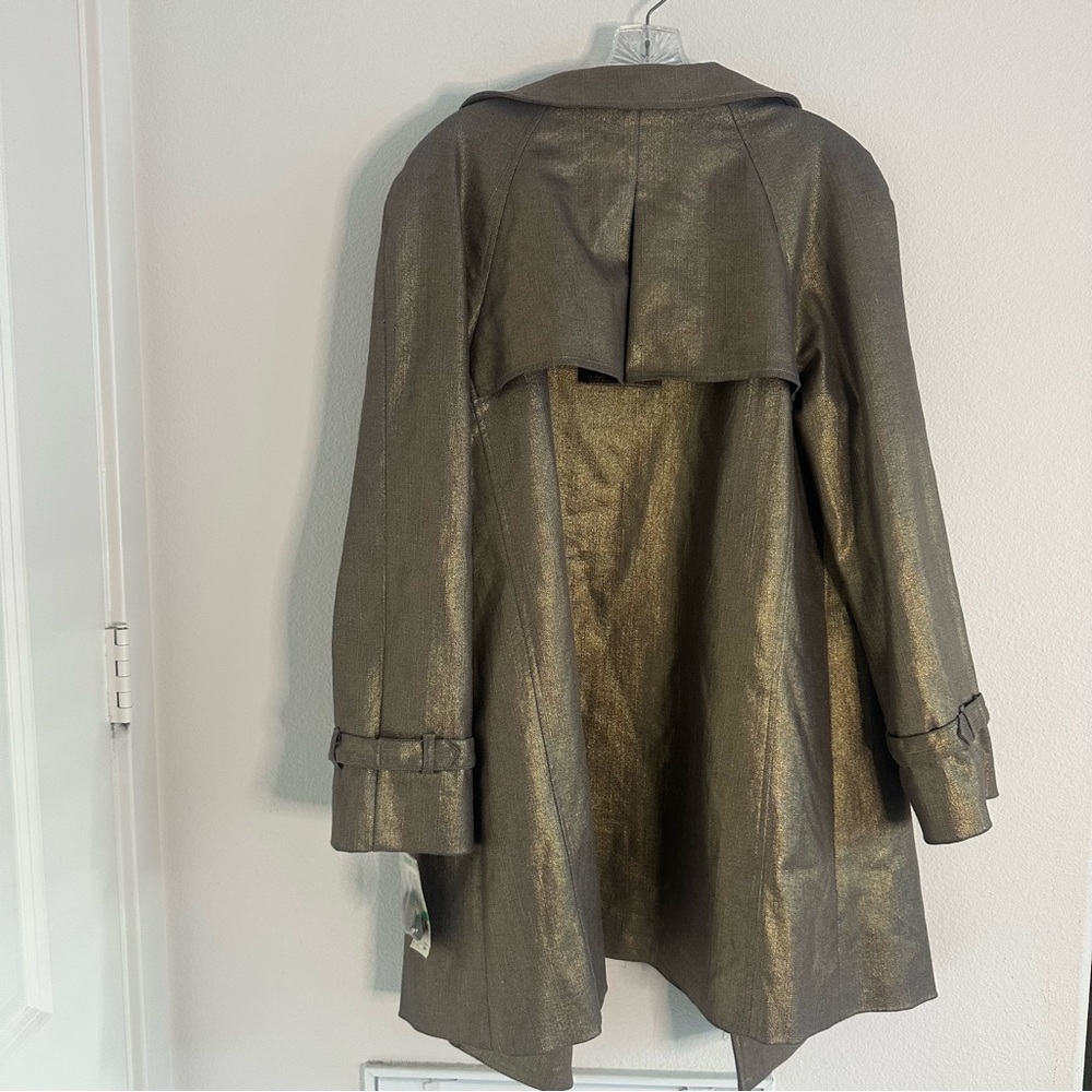 INC International Concepts Metallic Gold Women's Double Breasted Coat Size L NWT - Picture 7 of 11